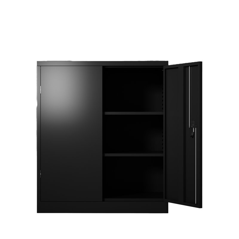 Metal Garage Cabinet With Lock - 2 Adjustable Shelves, 20.47 In. Wide 46.46 Deep