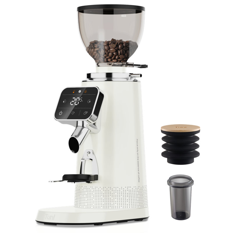 Tuni G3 64mm Flat Burr Coffee Grinder, 100 Grind Settings Electric Espresso Grinder with Single Dose Set | Commercial Grade Precision, Touchscreen | Anti-Static Tech | Stainless Steel (Silver)