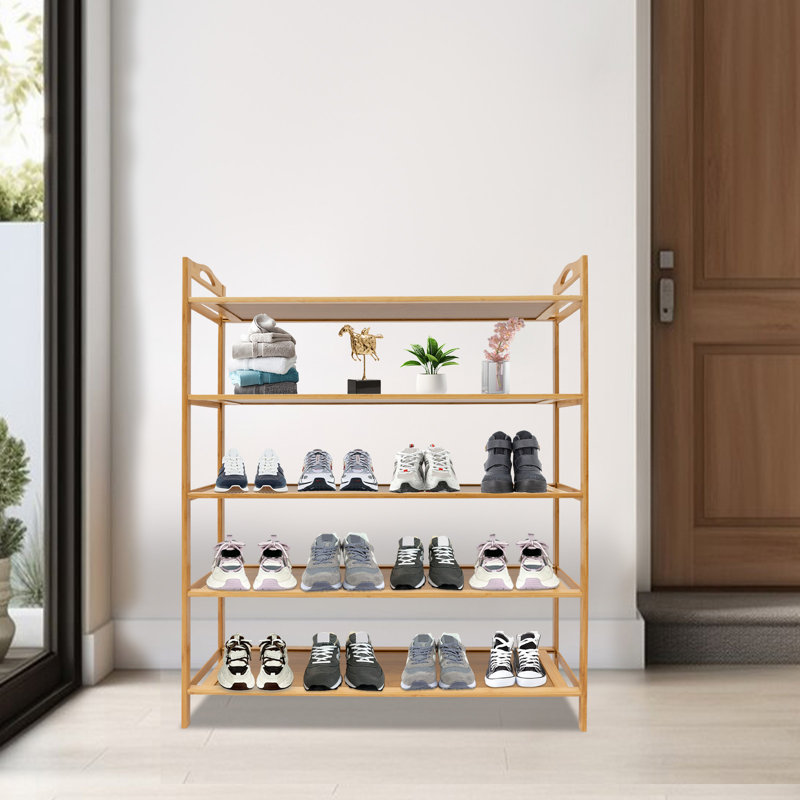 Range-chaussures à 5 étages en bambou massif à 5 étages