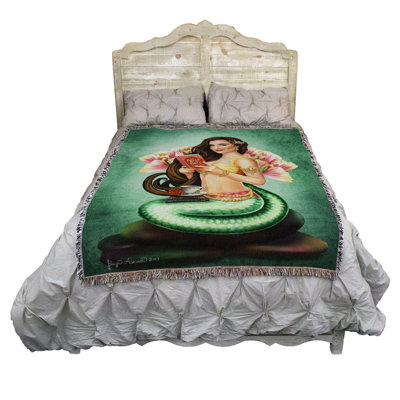 Pure Country Weavers Book Lover Mermaid Blanket by Brigid Ashwood - Gift Fantasy Tapestry Throw Woven from Cotton - Made in the USA (72x54)