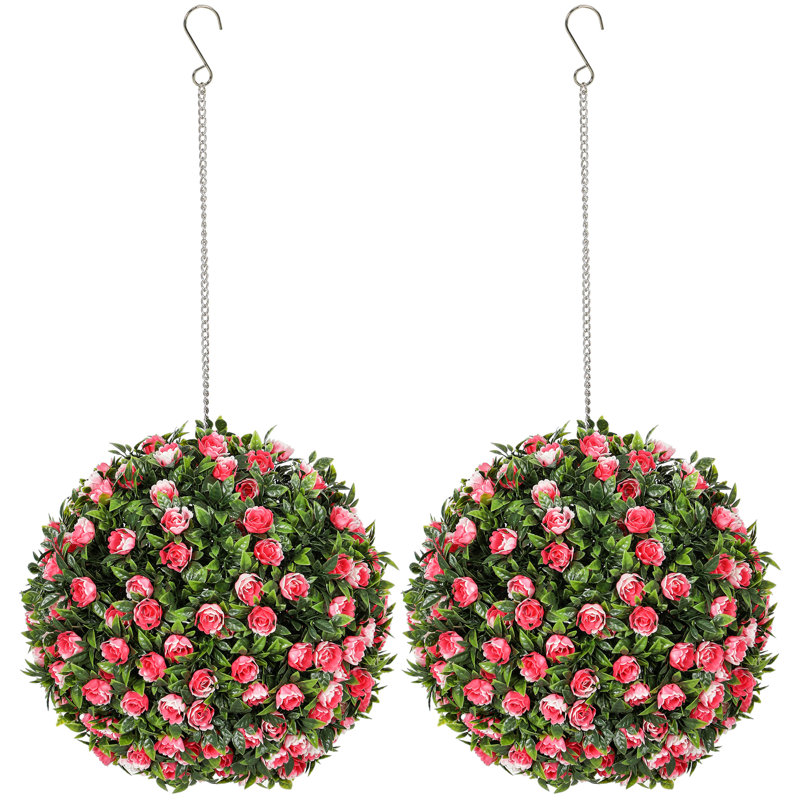 Anslem 28cm Faux Rose Plant in Freestanding, Pink