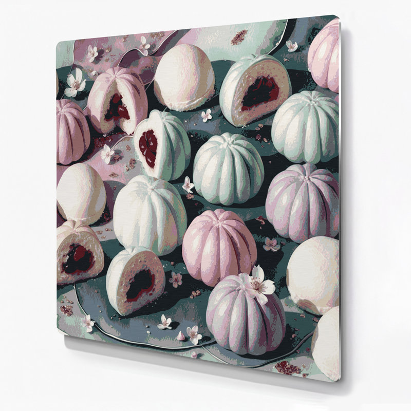 Dessert Daifuku, art mural en métal gris, H 16 po x l 16 po