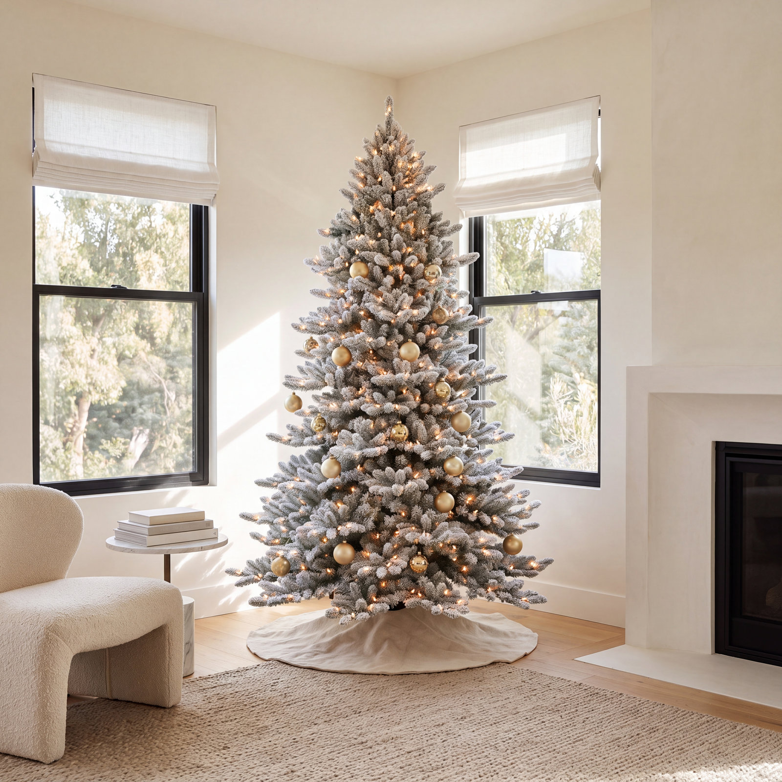 Frosted Pre-Lit Fir Christmas Tree, 7.5' H