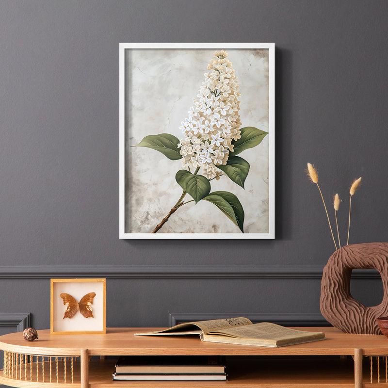 Série FLORAL CCLX - reproduction encadrée de qualité supérieure - prête à être accrochée - aucun clou requis, Blanc