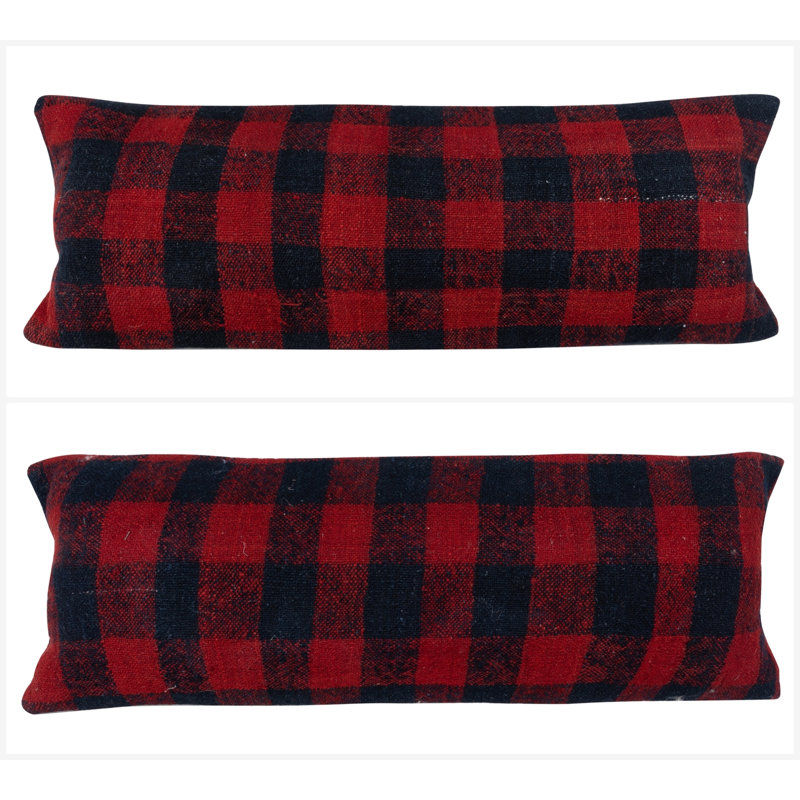 12 po x 36 po ENSEMBLE DE 2 - Housses de coussin Kilim tissées à la main. Housses de coussin rétro. Coussins décoratifs turcs. Une paire de housses de coussin en dentelle