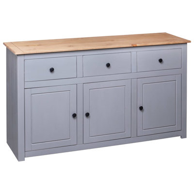 Panama Range Grey Solid Pinewood Sideboard - 135X40x80 Cm Stylish Storage