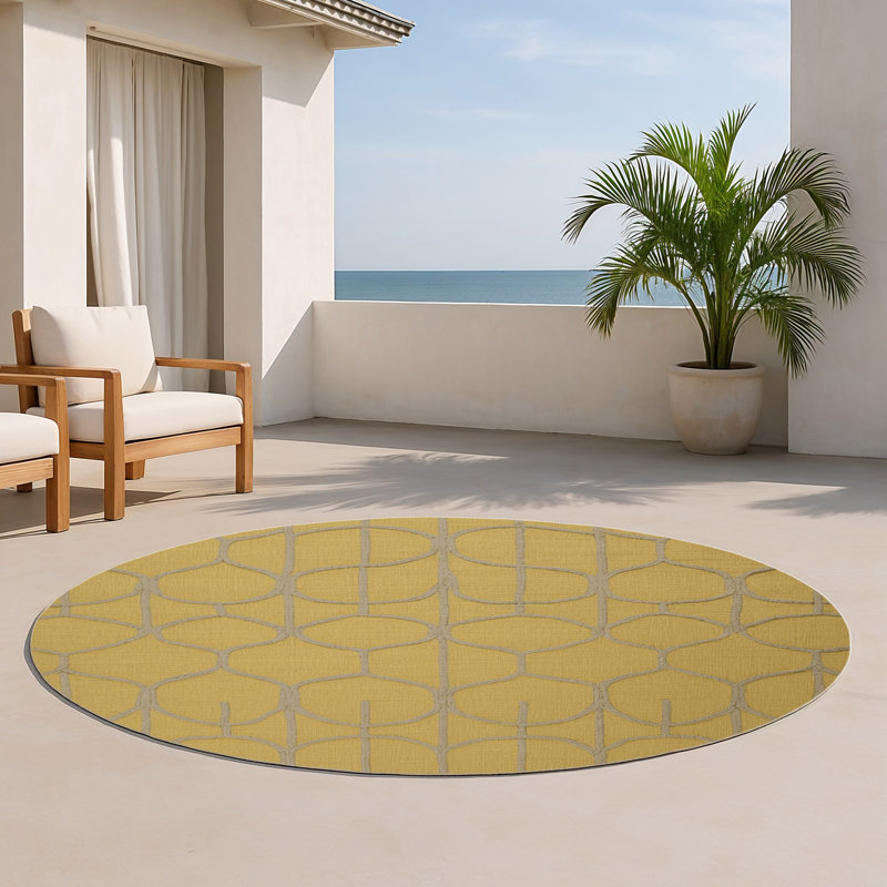 Tapis brun intérieur et extérieur Trellis, Rond 5 pi
