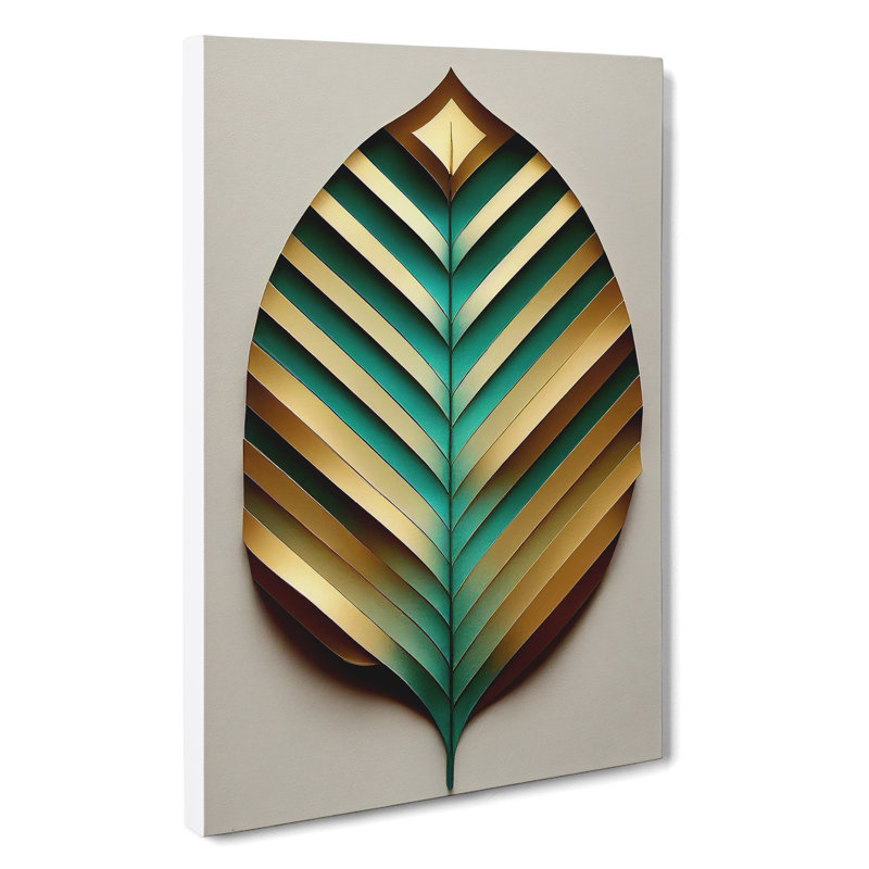 Art Deco Leaf No.5 - Wrapped Canvas, 76cm H x 50cm W x 3cm D