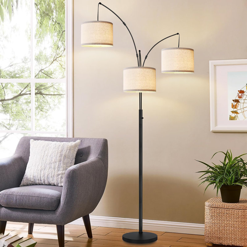 80" Modern Floor Lamp for Living Room, Black, White