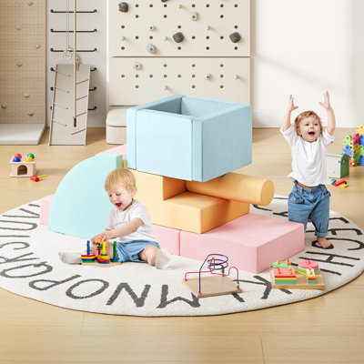 12 PCS Foam Climbing Blocks for Toddlers 1-3 with Ball Pit, Safe Soft Play Gym Set, Baby Kids' Indoor Playground Foam Blocks for Crawling, Climbing Motor Skills Development
