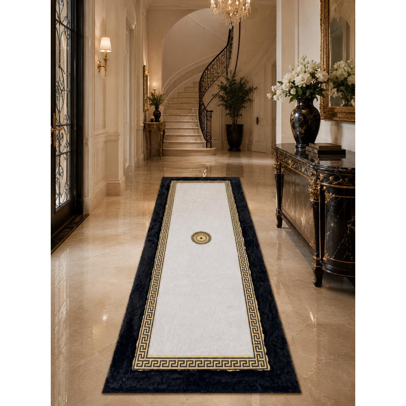 Tapis luxueux noir et blanc luxueux, tapis doux, décoration intérieure moderne et élégante (taille personnalisée), 9 x 12 ft