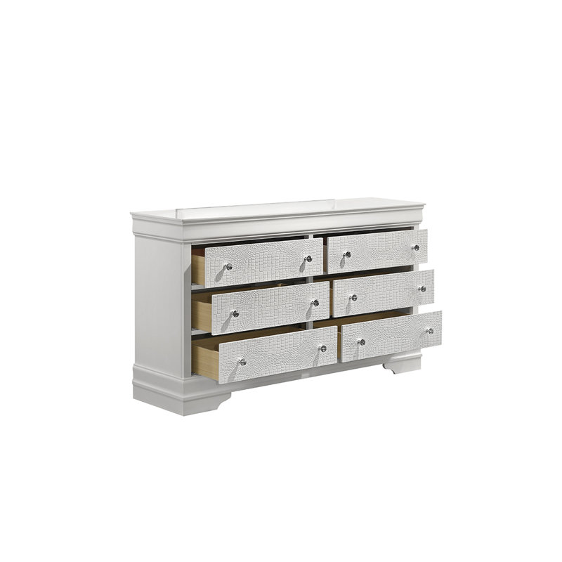 Commode 6 tiroirs Mylhana, Blanc