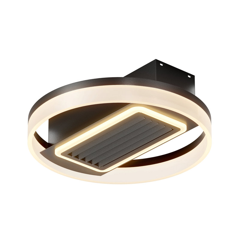 Ventilateur de plafond moderne sans feuille de 20 pouces avec moteur réversible amovible et lavable à télécommande, Noir