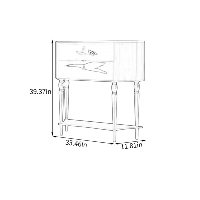 Armoire de rangement en bois avec deux tiroirs, Noir, noir, noir, noir