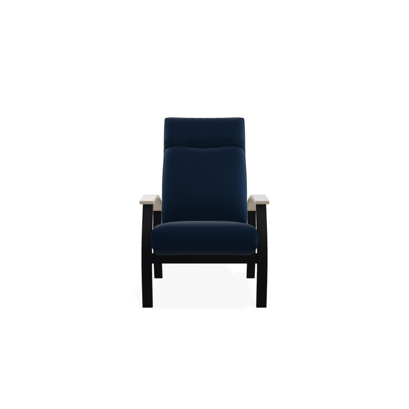 Chaise de patio inclinable avec coussins Askar, Toile Sunbrella bleu saphir, Noir texturé, Désert P60
