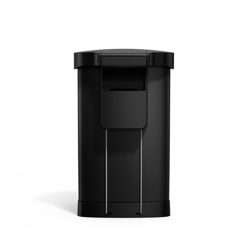 Simplehuman 45L Semi-Round Step Can with Liner Pocket, Brushed Stainless Steel, Matte Black Steel