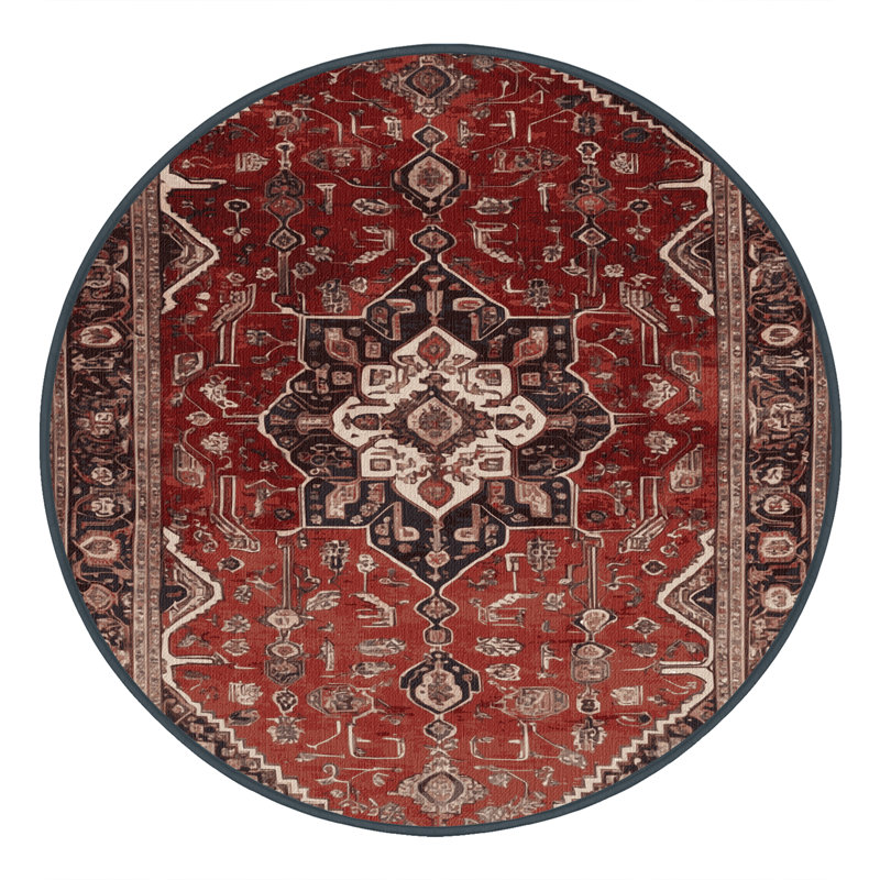 Tapis brun lavable à la machine, Rond 5 pi