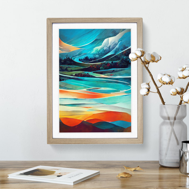 Meadow Landscape Abstract No.3 - Framed Print, 46cm H x 34cm W, Beige