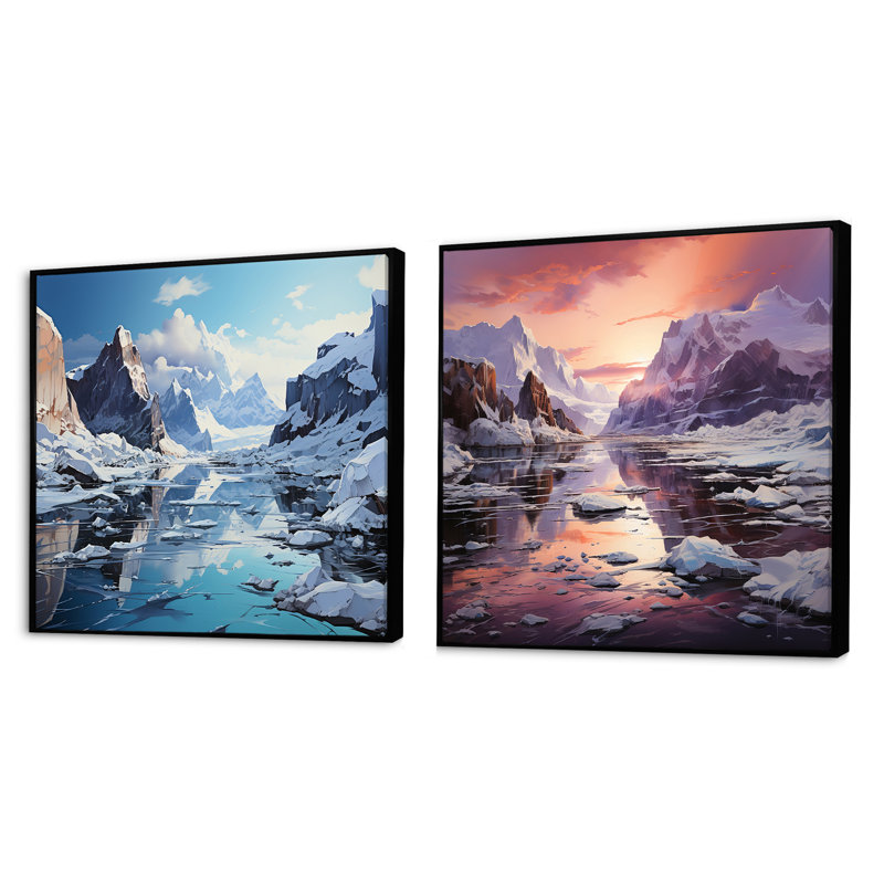 «Antartica Sublime Solitude Mute», 2 pièces, Cadre flottant noir, H 16 po x l 33 po