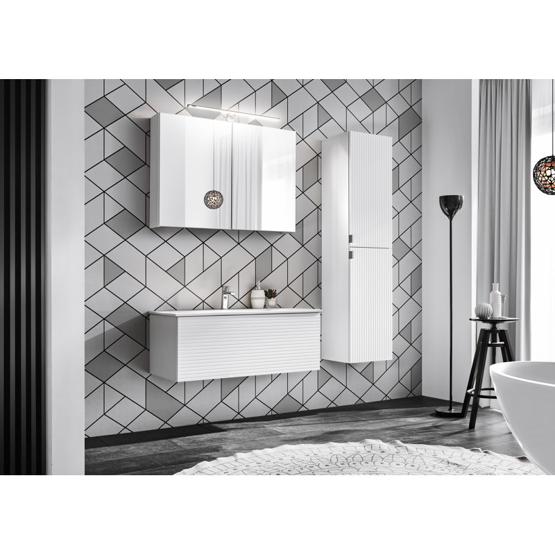 Kurran 900mm W 650mm H Surface Frameless Medicine Cabinet Mirror 4 Adjustable