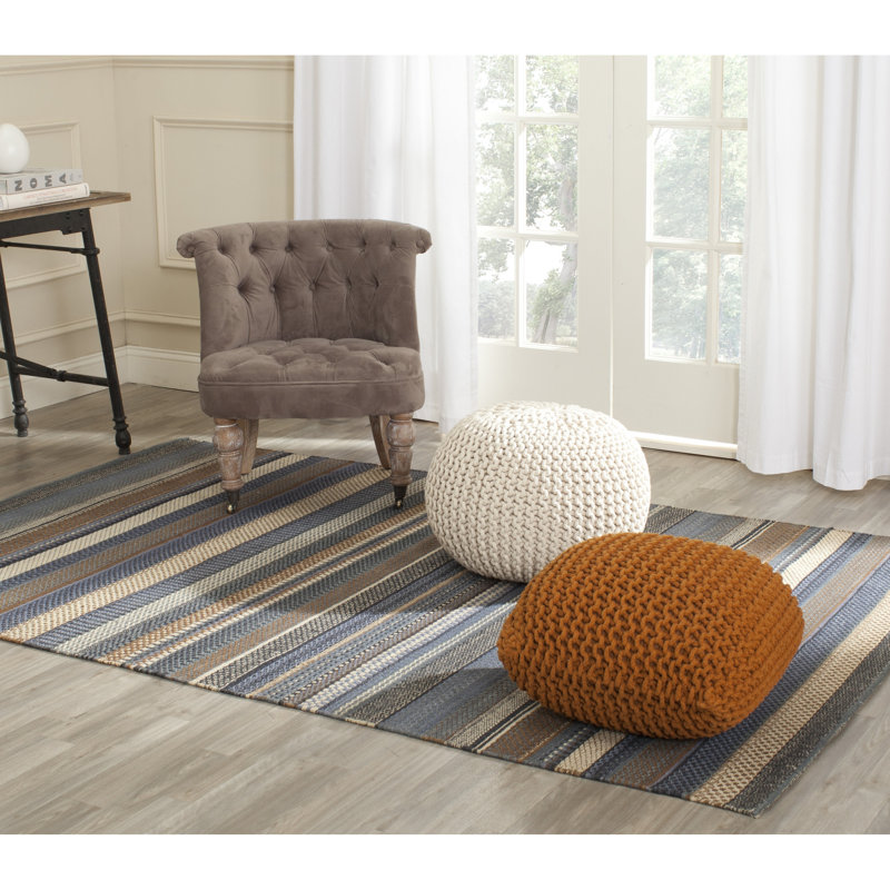 Tapis rayé en laine Grice Kilim, Rectangle 9 pi x 12 pi