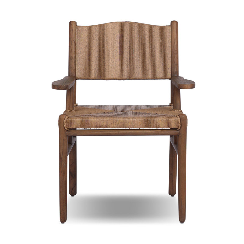 Herrin Outdoor Teak Dining Armchair, Stained Toasted Brown
