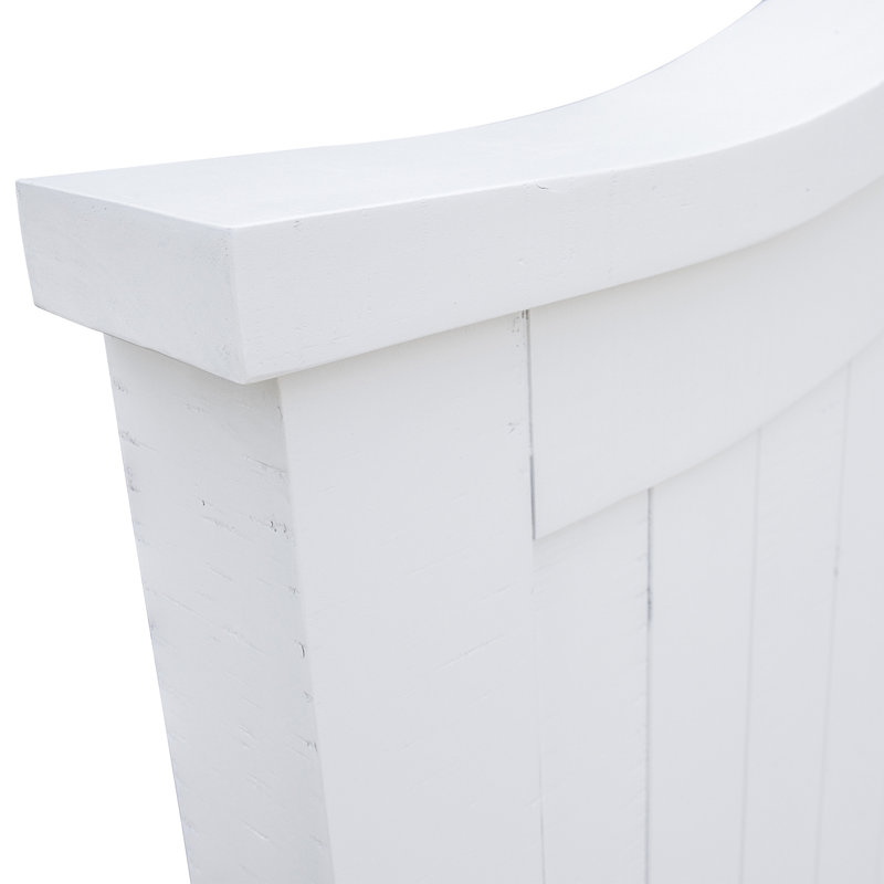 Epes Solid Wood Panel Bed in Vintage White, Queen