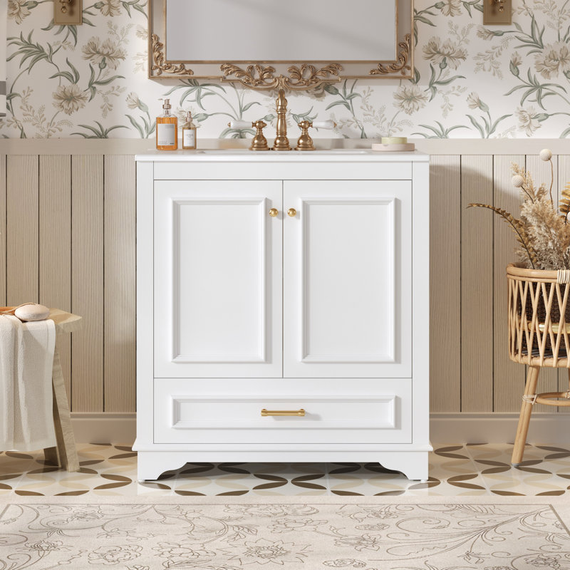 Meuble-lavabo 30 po avec lavabo en céramique, Blanc