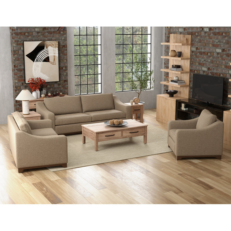 Natural Parota Upholstered 68'' Loveseat, Light Brown