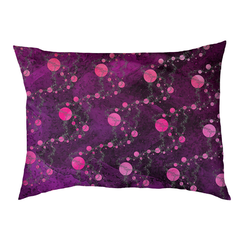 Coussin d'extérieur pour chien Byrge Planets Stars, Moyen (L 29,5 po x P19,5 po x H 9,5 po), Violet / rose / gris
