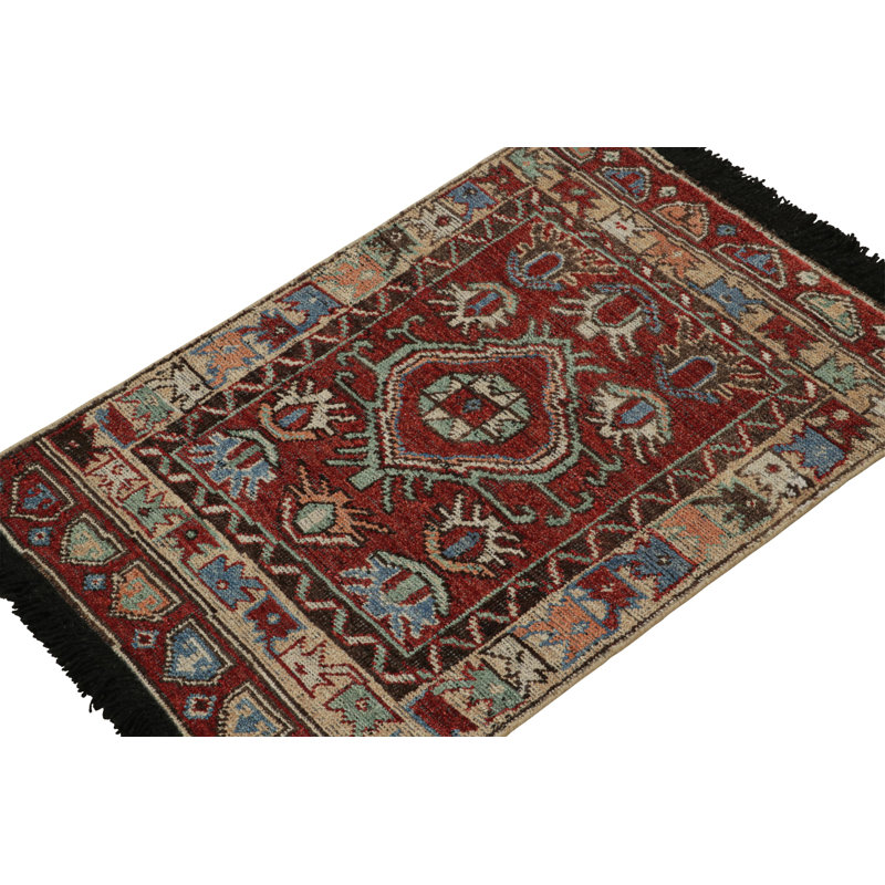 Burano Hand Knotted Wool Geometric Area Rug, Rectangle 4' x 5'