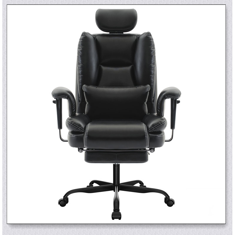 Chaise de bureau ergonomique en similicuir de 200 kg avec support lombaire et dossier haut, chaise de bureau ergonomique avec appui-tête relevable,