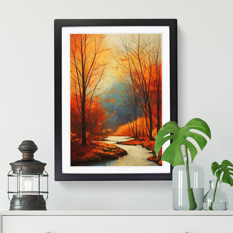 Watercolour Autumn Landscape Vol.2 - Picture Frame Print, 64cm H x 46cm W x 2cm D, Oak
