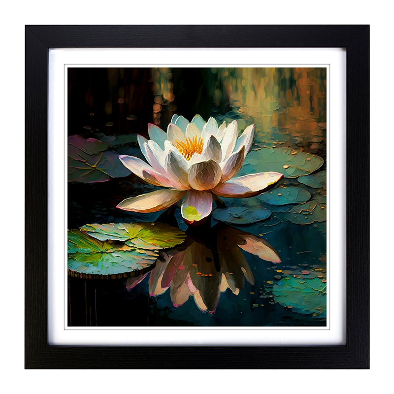Lotus Flower Neo-Impressionism - Framed Print, Black
