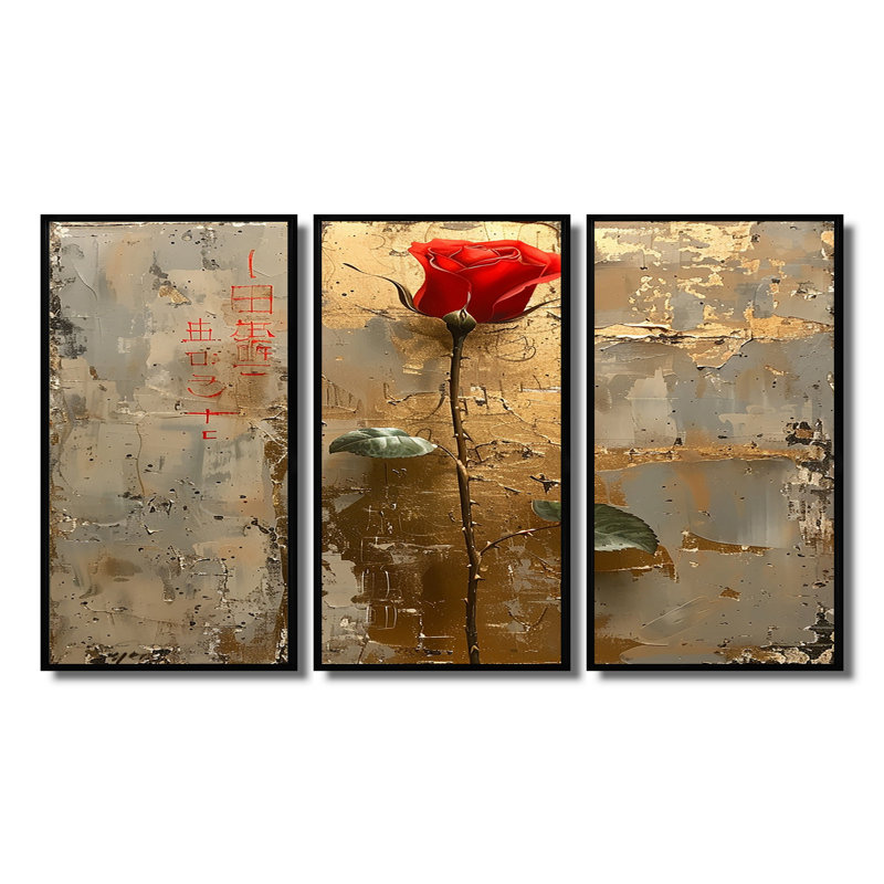 Messines - ensemble d'art mural rose, Cadre flottant noir, H 40 po x l 60 po x P 1 po