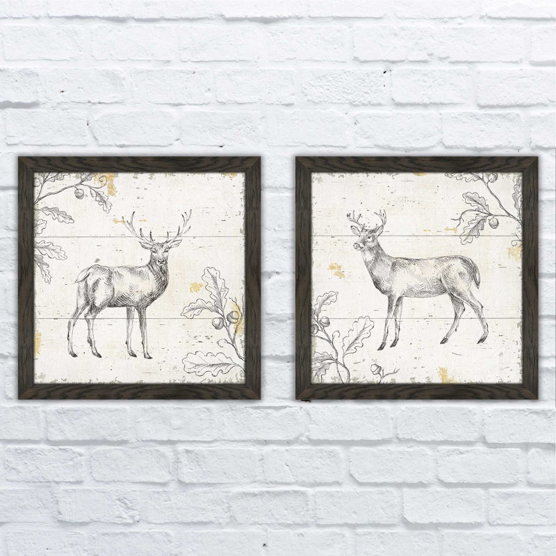 «Wild and Beautiful V», ensemble de 2 reproductions de dessins encadrés, H 16,5 po x l 33 po, Pas de tapis