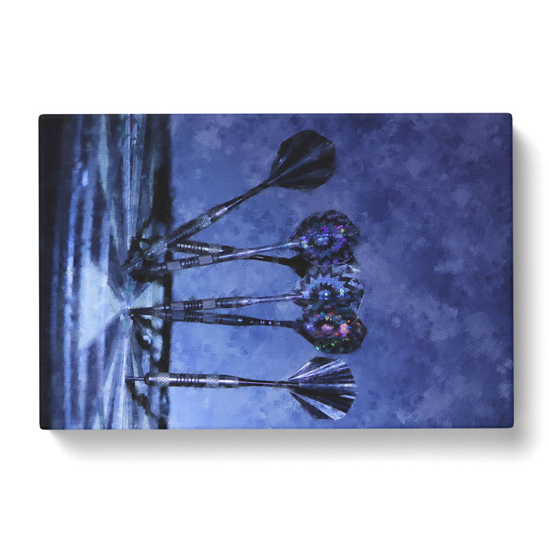 Darts And Dartboard - Wrapped Canvas Print, 50cm H x 76cm W x 3cm D