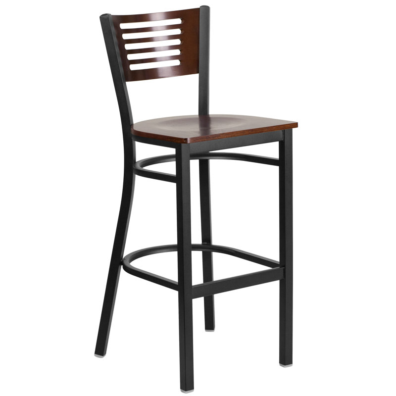 Elkton Slat Back Bar Stool, Walnut, 2