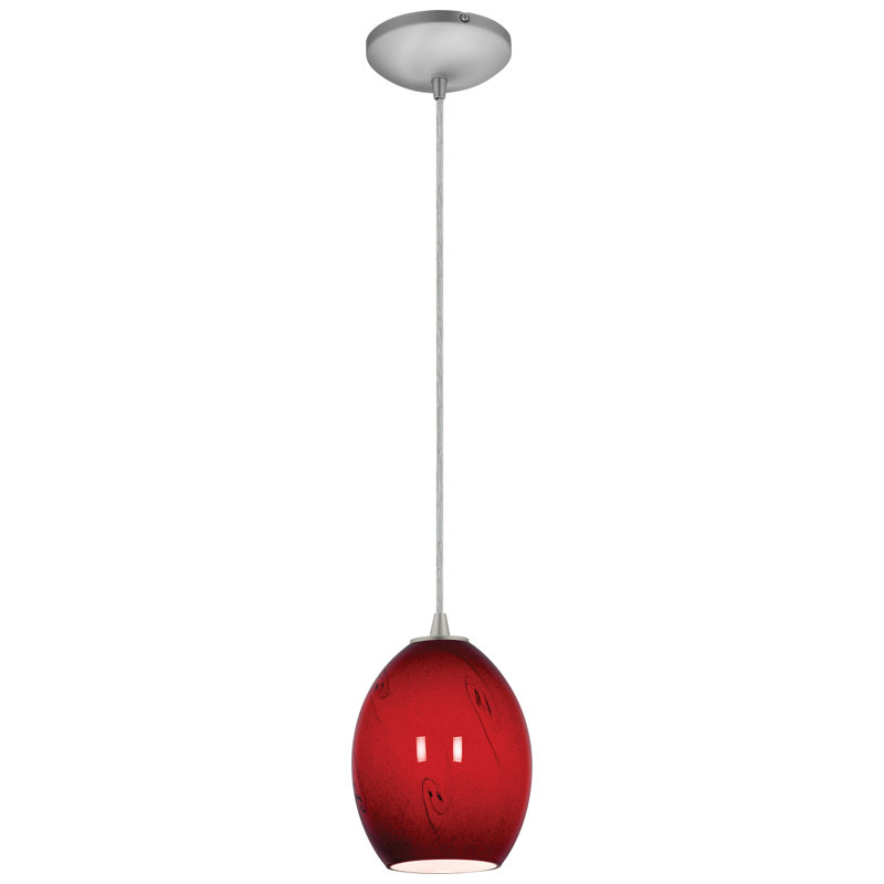 Norby 1 - Light Single Pendant, Brushed Steel, Red Sky