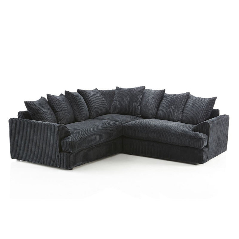 Brogyn 5 Seater Corduroy Corner Sofa , Black