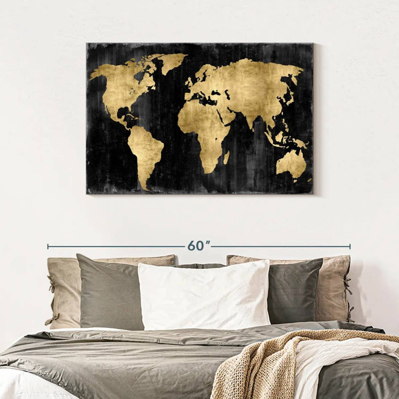 Aliaz The World - or sur fond noir, H 30 po x l 45 po