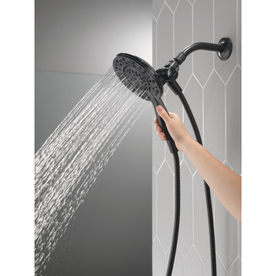 Delta 4-Setting In2ition 2-in-1 Dual Shower Head with Handheld Spray, Matte Black Detachable Shower Head with Hose, 2.5 GPM Flow Rate, Matte Black