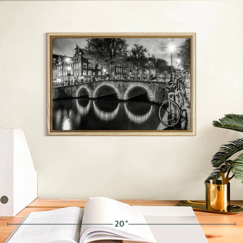 Vue moderne Amsterdam, 13 po x 9 po, Cadre flottant en bois naturel