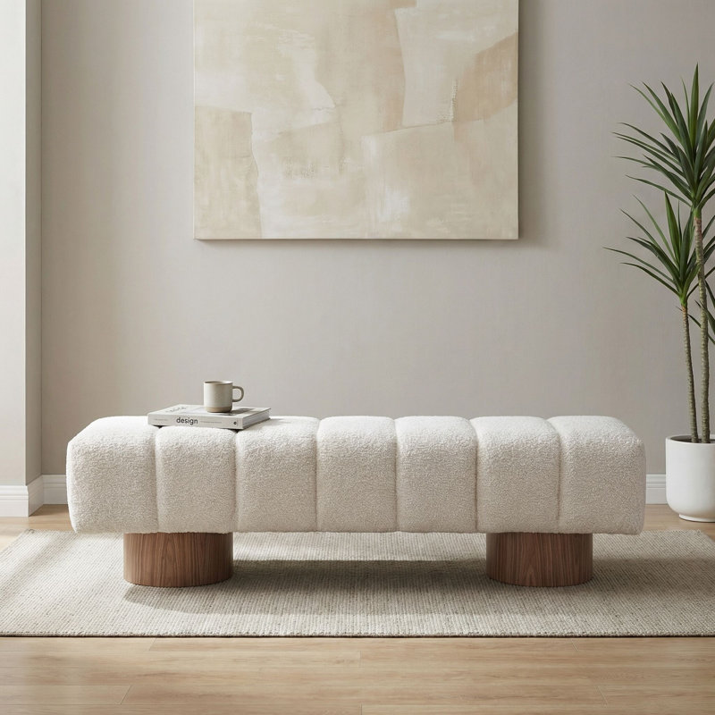 Banc de salle à manger rembourré 64 po beige, Beige
