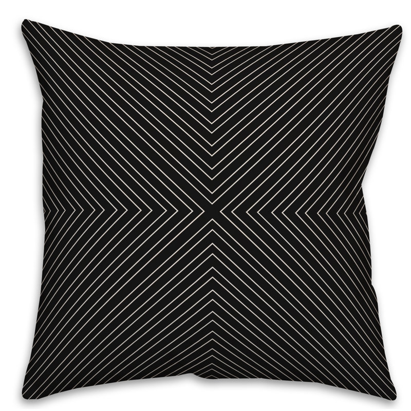 Geometric Pillow Cover, 16" x 16", Black, No Fill