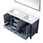 Gris foncé 60 po W Double meuble-lavabo avec comptoir en marbre de culture, miroir 58 et armoires intérieures spacieuses, gris, pour salle de bain, finition, miroir, compartiments de rangement