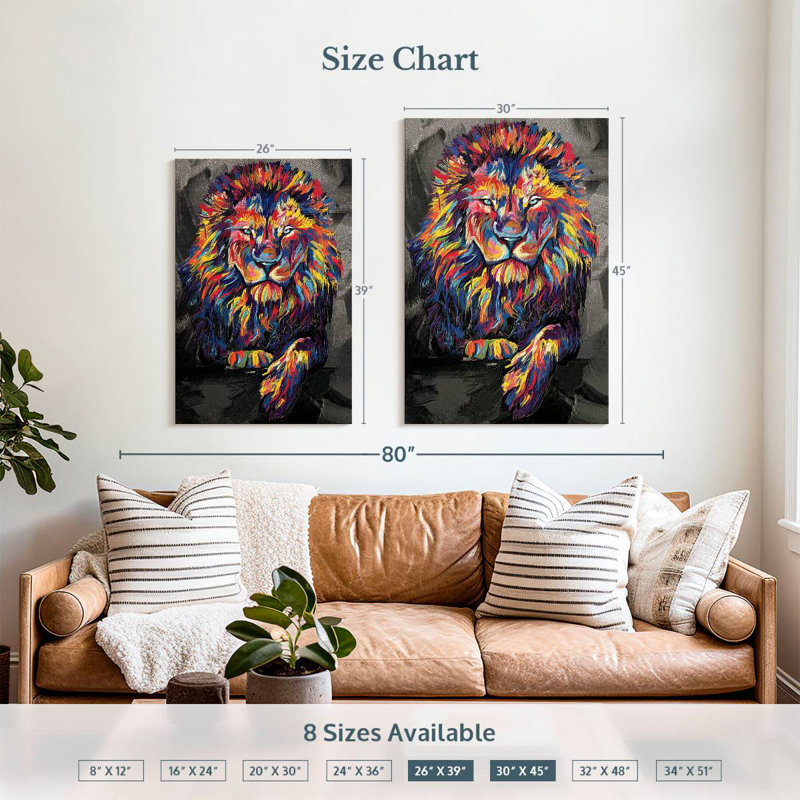 Brampt Lion Lounge couleur abstraite, H 39 po x l 26 po