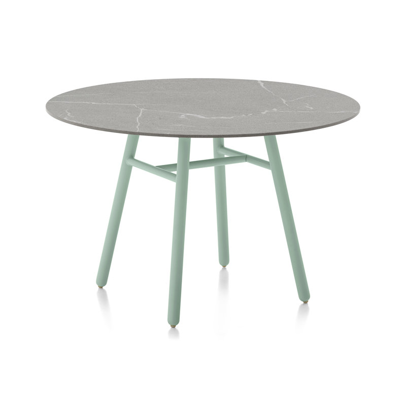 Yo! Round Outdoor Table with Aluminum Legs, Matt Thyme Green