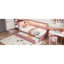 Lit plateforme tapissier simple avec ports USB et ceinture à DEL, avec lit gigogne, rose-1511635747