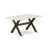 7 Piece Dinette Set Consist of a Rectangle Dining Room Table with X-Legs and 6 Blue Color Linen Fabric Parson Dining Chairs, Distressed Jacobean-1431767160-1431767166-1431767155